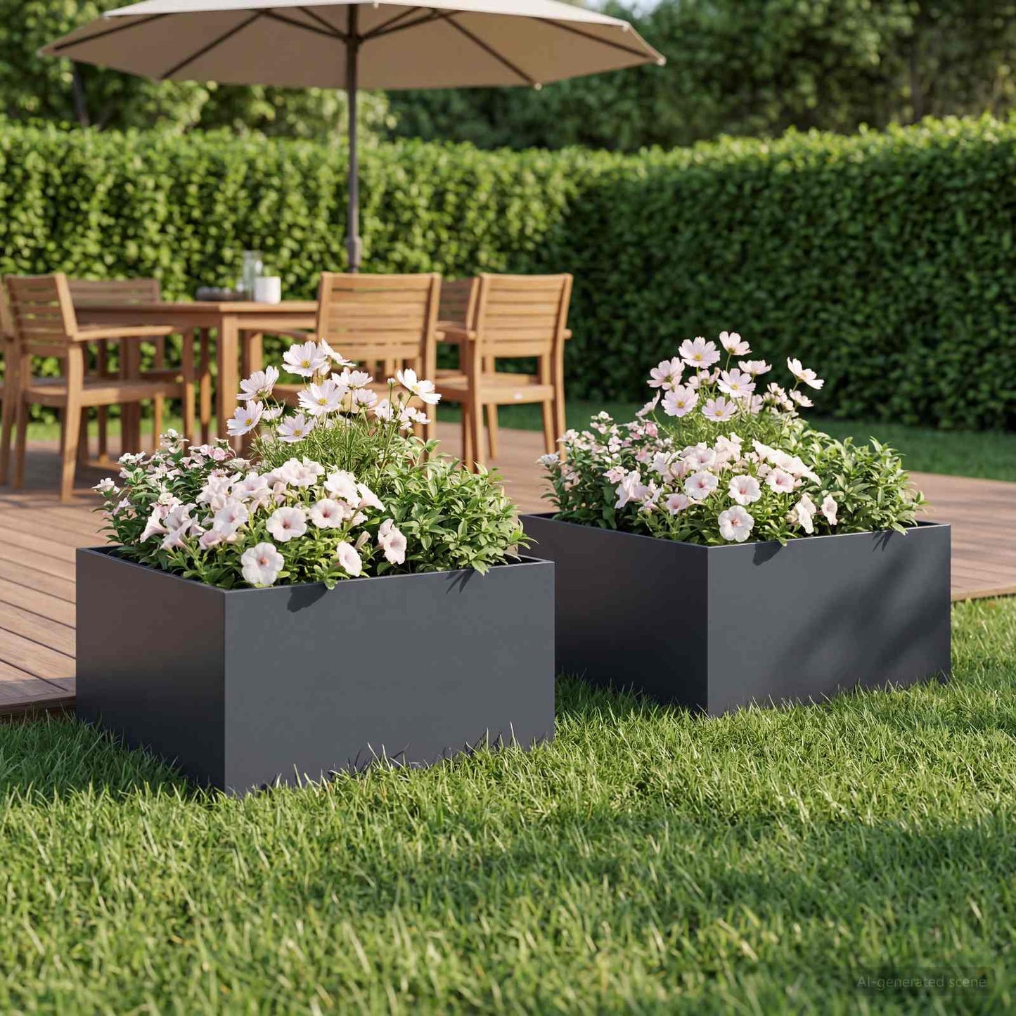 Vaso da giardino 2 pz Antracite 40 x 40 x 30 cm | homemem39