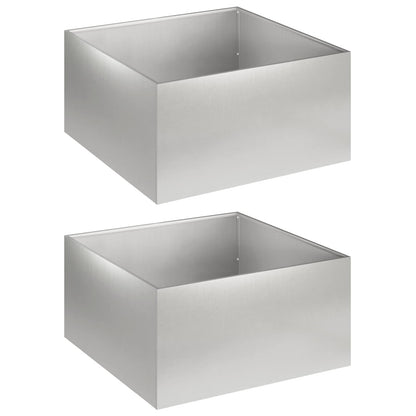 Vaso da giardino 2 pz Argento 40 x 40 x 30 cm Acciaio Inox | homemem39