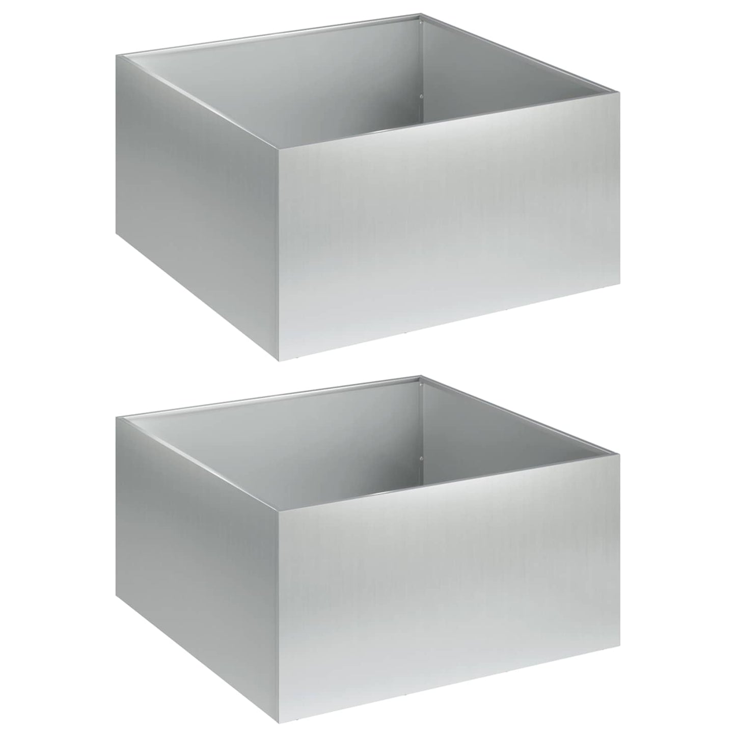 Vaso da giardino 2 pz Argento 40 x 40 x 30 cm Acciaio zincato | homemem39