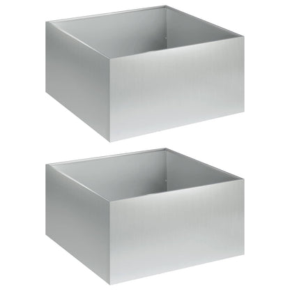 Vaso da giardino 2 pz Argento 40 x 40 x 30 cm Acciaio zincato | homemem39