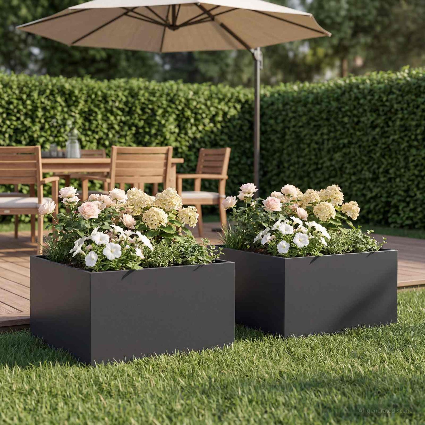 Vaso da giardino 2 pz Nero 60 x 60 x 30 cm | homemem39