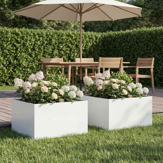 Vaso da giardino 2 pz Bianco 60 x 60 x 30 cm | homemem39