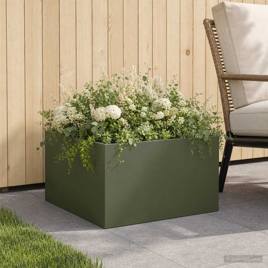 Vaso da giardino Verde Oliva 60 x 60 x 30 cm | homemem39