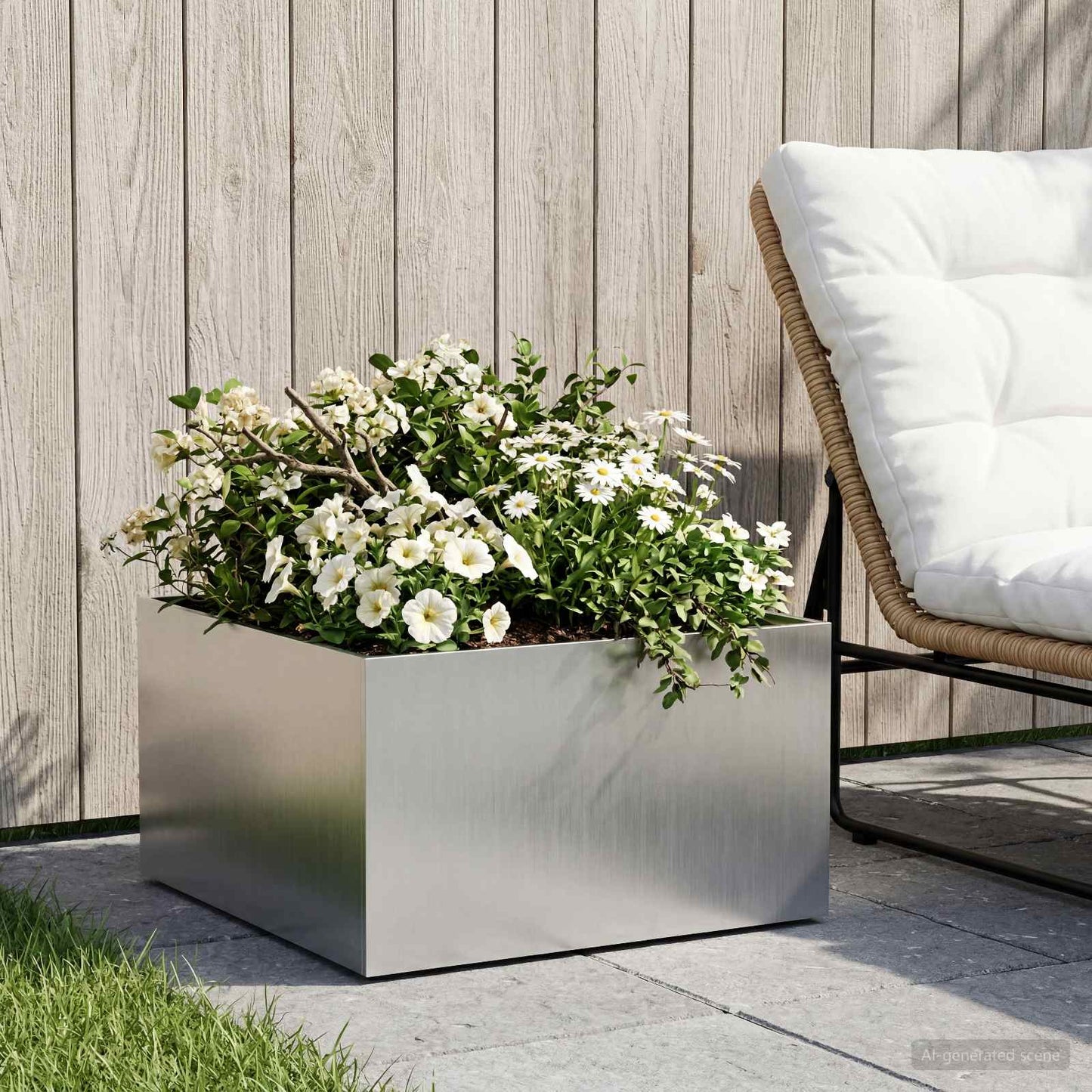 Vaso da giardino Argento 60 x 60 x 30 cm Acciaio Inox