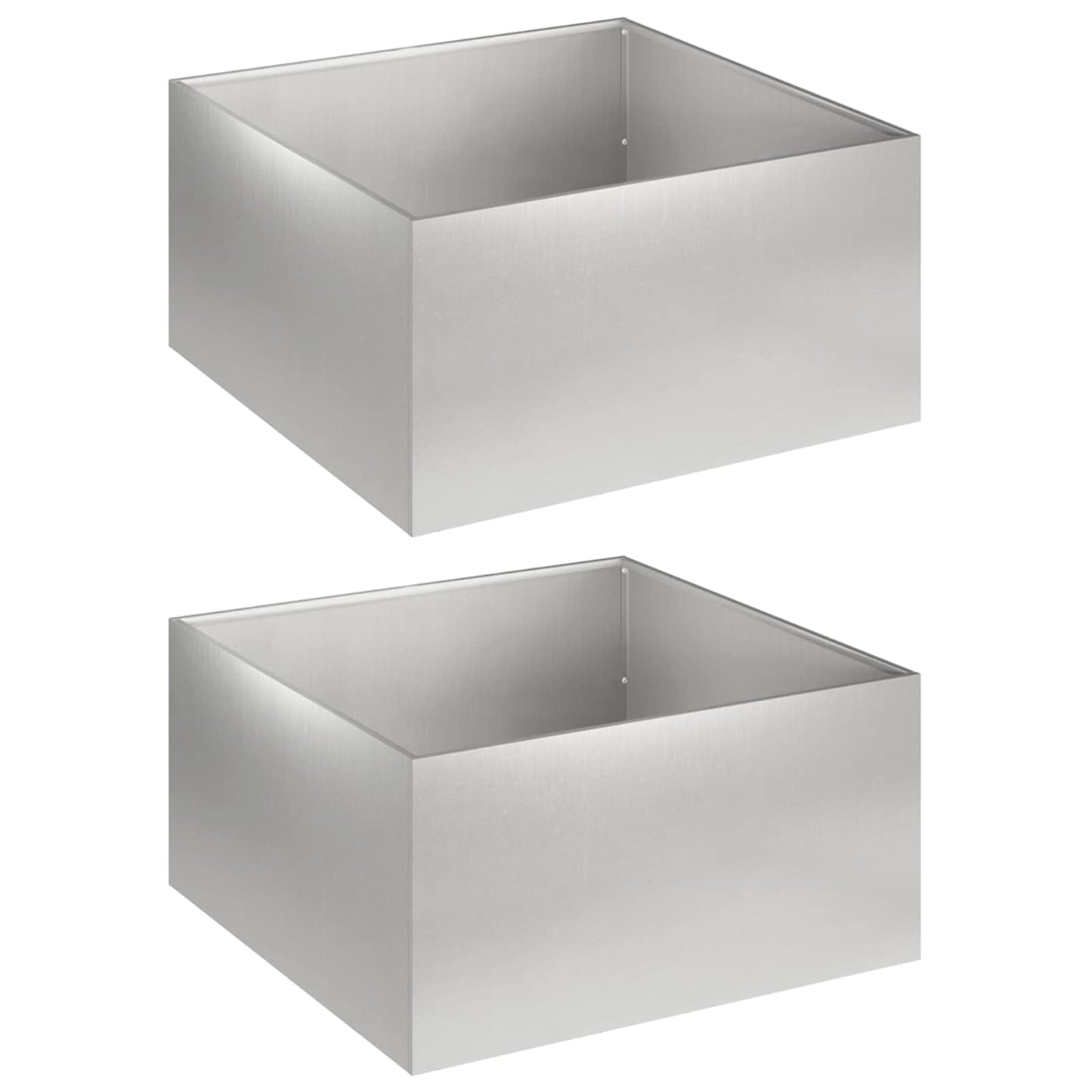 Vaso da giardino 2 pz Argento 60 x 60 x 30 cm Acciaio Inox | homemem39