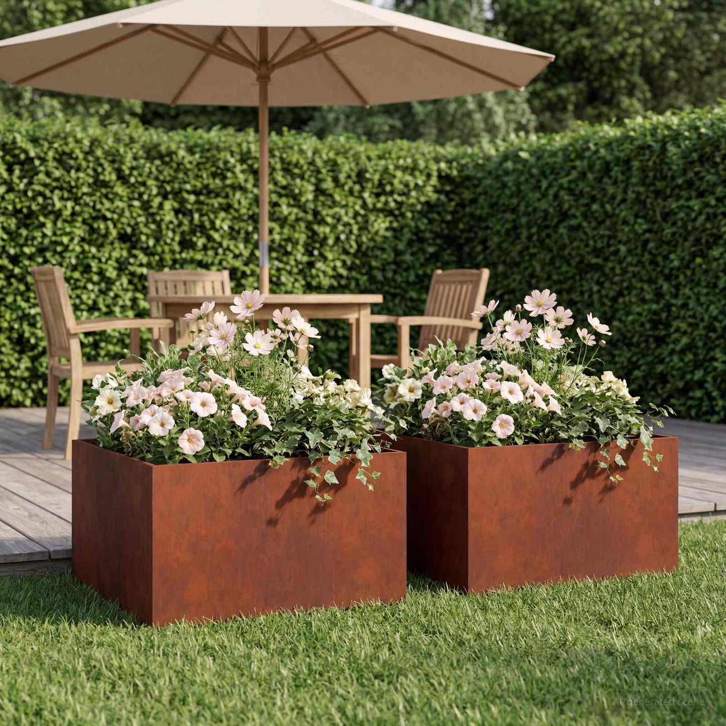Vaso da giardino 2 pz Ruggine 60 x 60 x 30 cm Acciaio Corten | homemem39