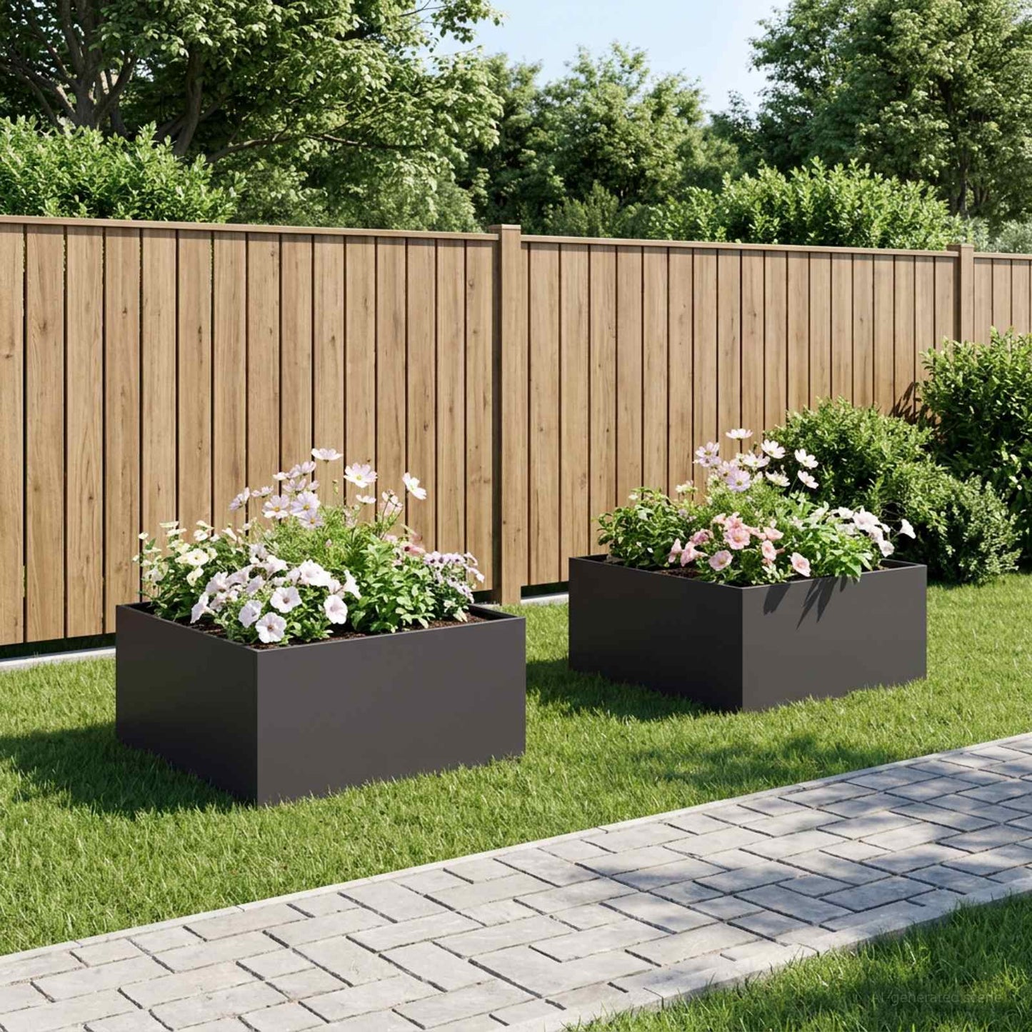 Vaso da giardino 2 pz Nero 80 x 80 x 40 cm | homemem39