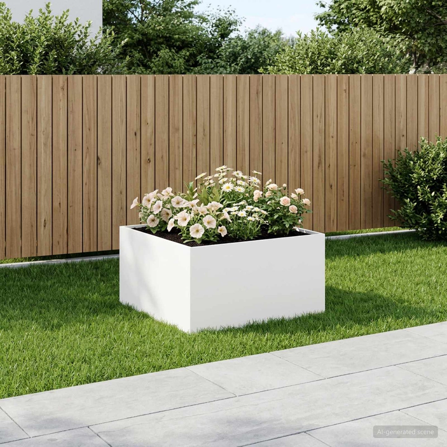 Vaso da giardino Bianco 80 x 80 x 40 cm | homemem39