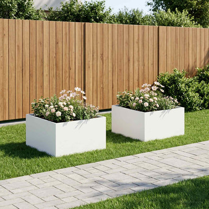 Vaso da giardino 2 pz Bianco 80 x 80 x 40 cm | homemem39