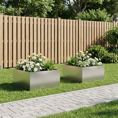 Vaso da giardino 2 pz Argento 80 x 80 x 40 cm Acciaio Inox