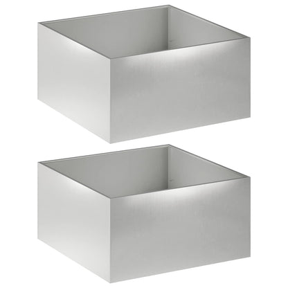 Vaso da giardino 2 pz Argento 80 x 80 x 40 cm Acciaio Inox | homemem39