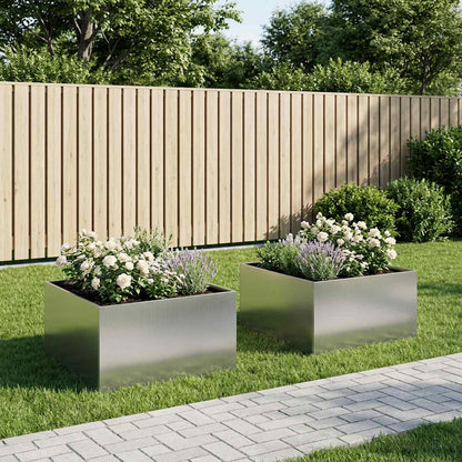 Vaso da giardino 2 pz Argento 80 x 80 x 40 cm Acciaio zincato