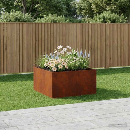 Vaso da giardino Ruggine 80 x 80 x 40 cm Acciaio Corten