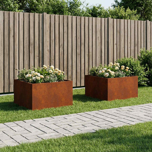 Vaso da giardino 2 pz Ruggine 80 x 80 x 40 cm Acciaio Corten - homemem39