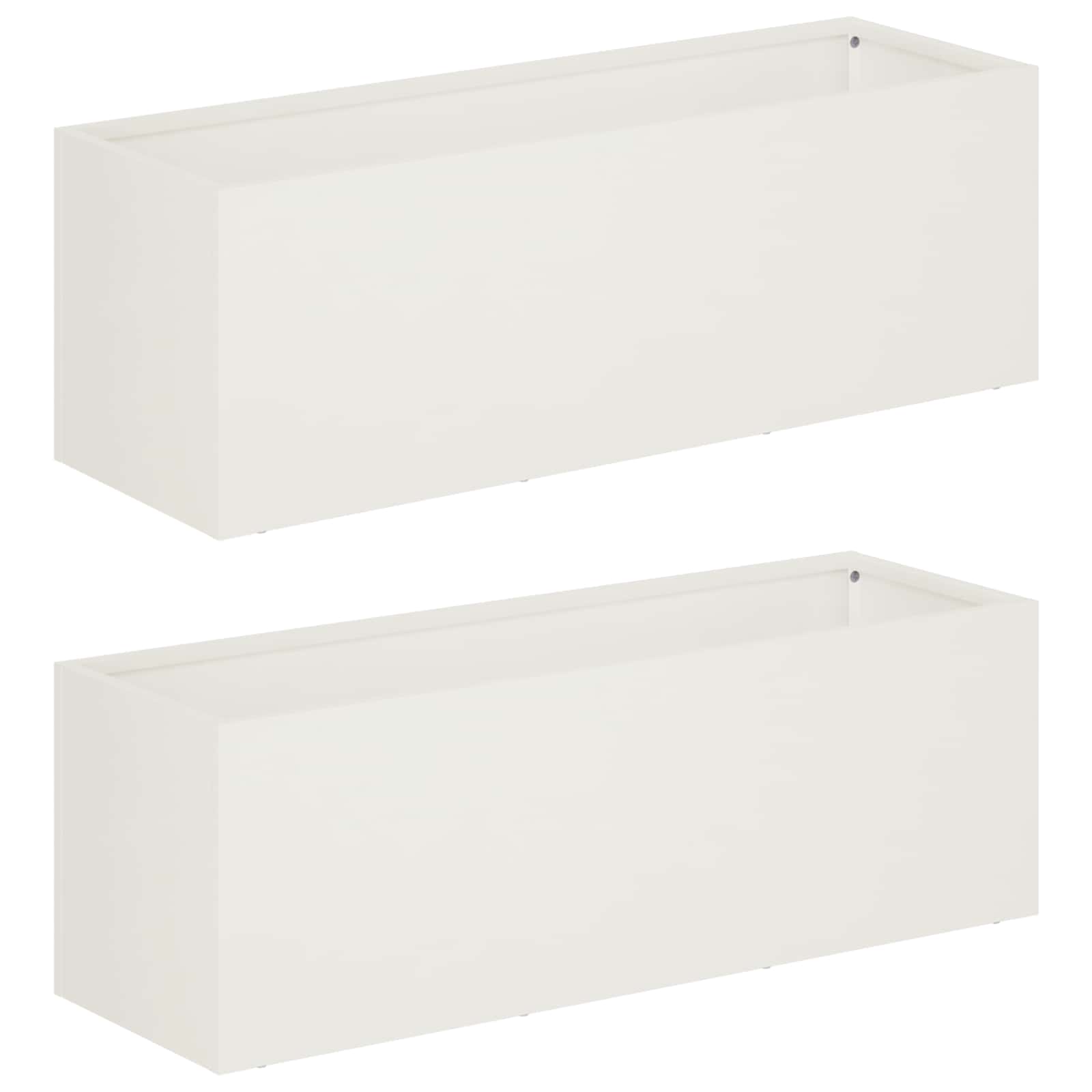 Vaso da giardino 2 pz Bianco 40 x 20 x 20 cm | homemem39