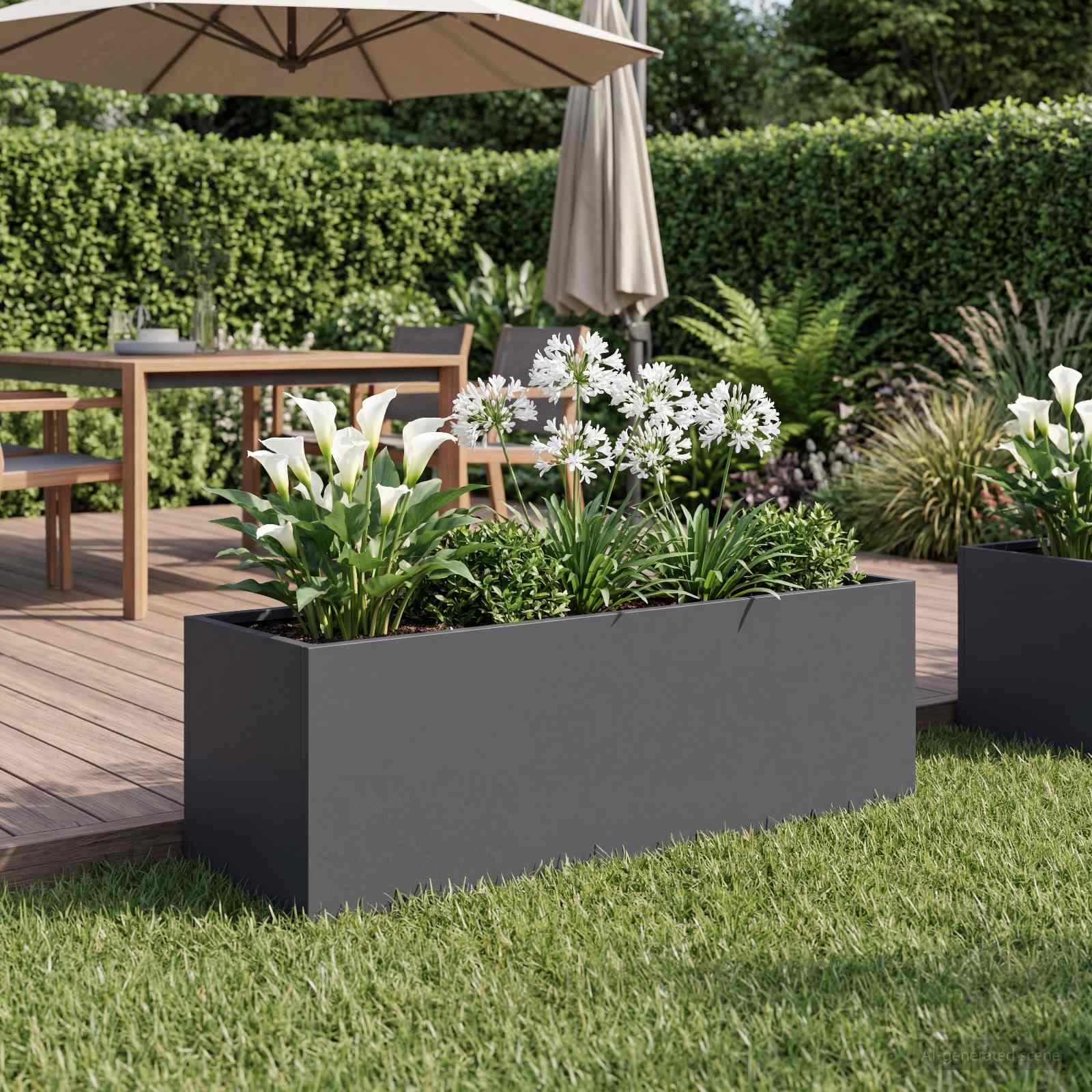 Vaso da giardino Antracite 40 x 20 x 20 cm | homemem39