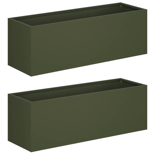 Vaso da giardino 2 pz Verde Oliva 40 x 20 x 20 cm | homemem39