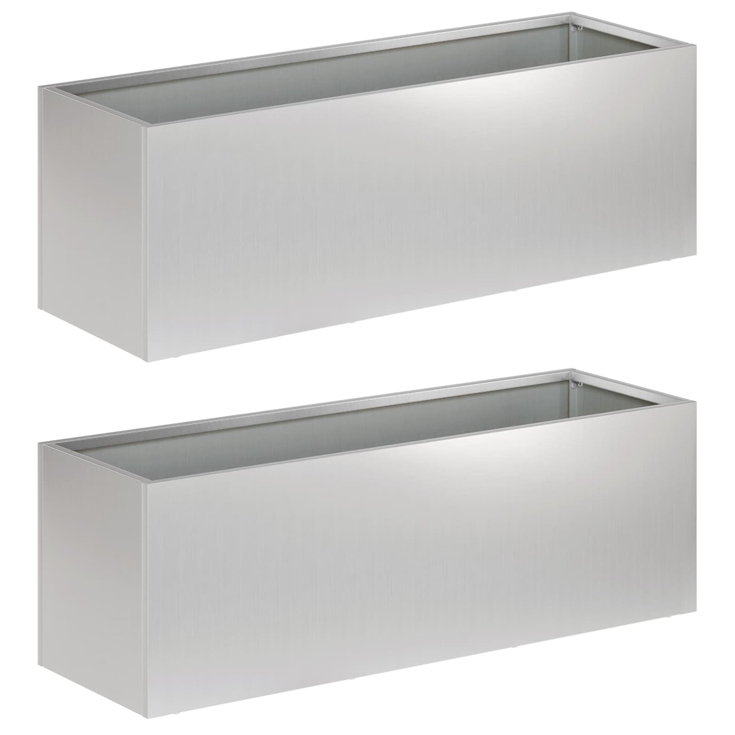 Vaso da giardino 2 pz Argento 40 x 20 x 20 cm Acciaio zincato | homemem39