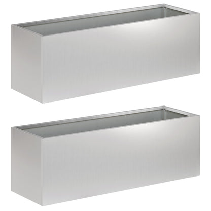Vaso da giardino 2 pz Argento 40 x 20 x 20 cm Acciaio zincato | homemem39