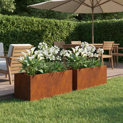 Vaso da giardino 2 pz Ruggine 40 x 20 x 20 cm Acciaio Corten | homemem39
