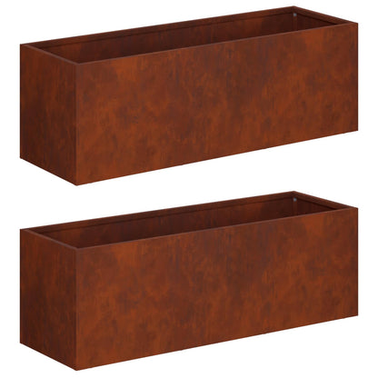 Vaso da giardino 2 pz Ruggine 40 x 20 x 20 cm Acciaio Corten | homemem39