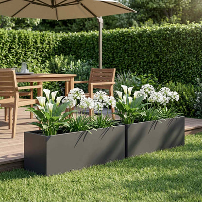 Vaso da giardino 2 pz Nero 60 x 20 x 20 cm | homemem39