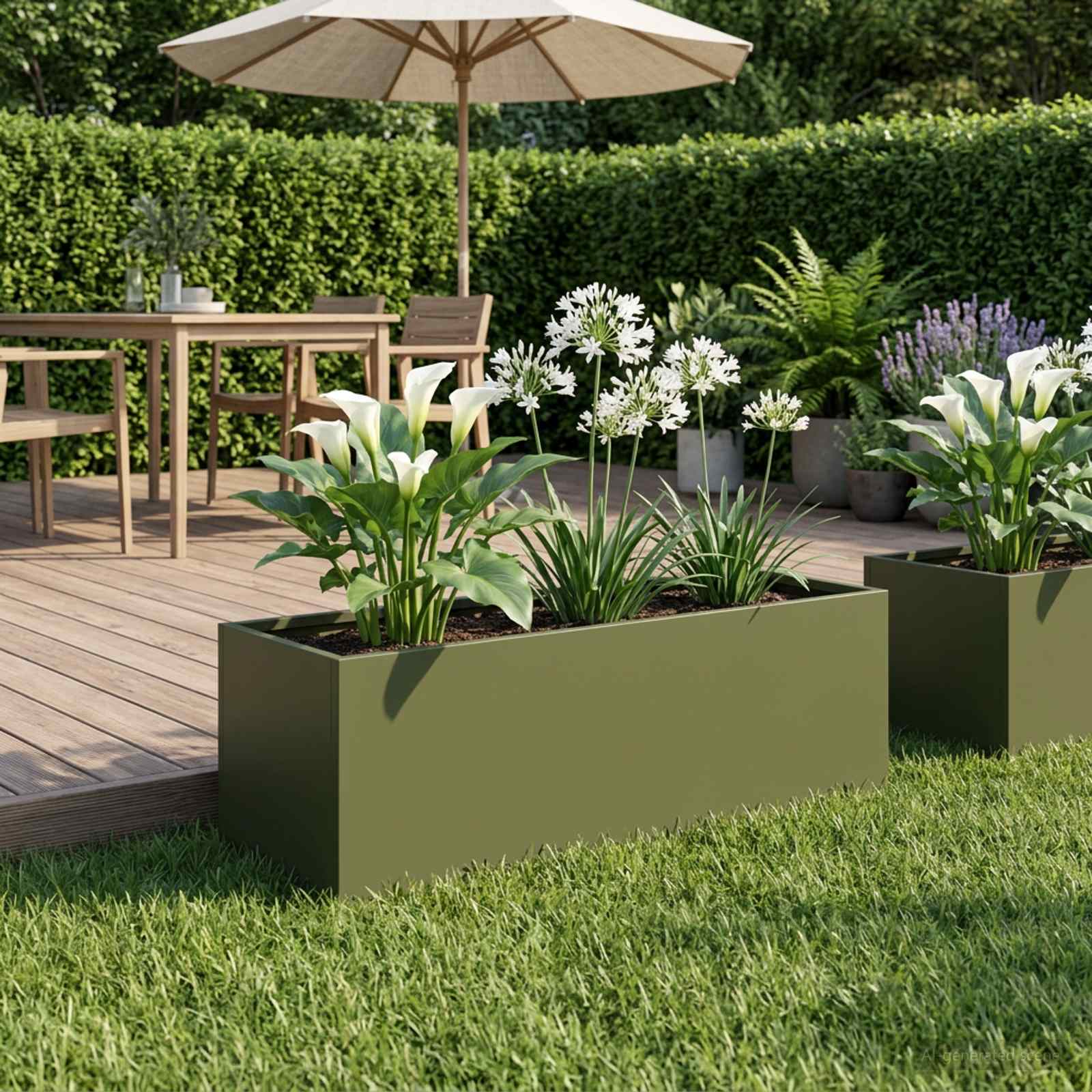 Vaso da giardino Verde Oliva 60 x 20 x 20 cm | homemem39