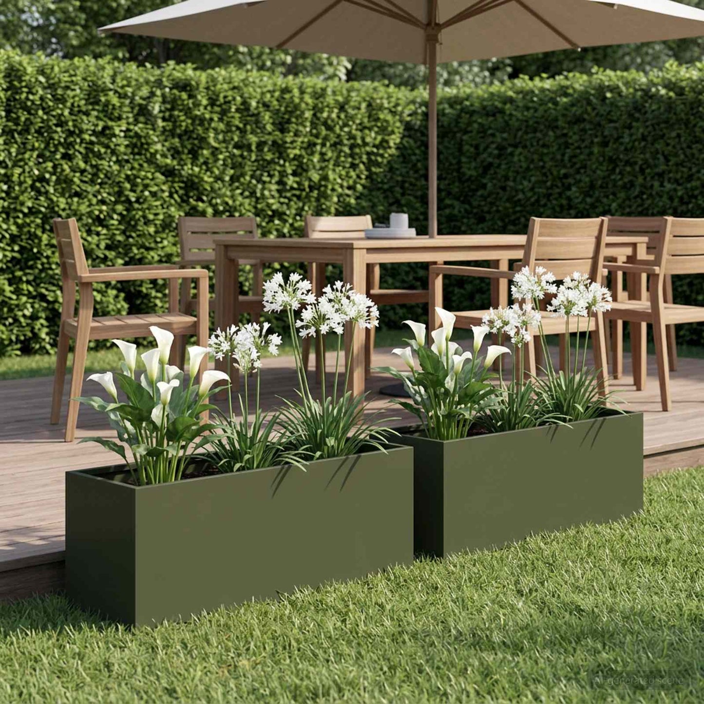Vaso da giardino 2 pz Verde Oliva 60 x 20 x 20 cm | homemem39