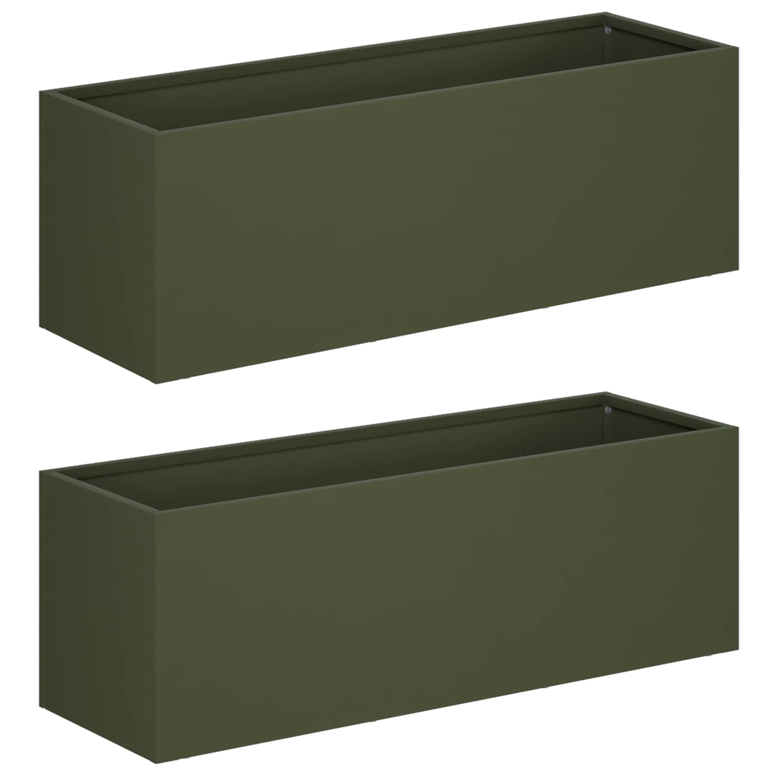 Vaso da giardino 2 pz Verde Oliva 60 x 20 x 20 cm | homemem39