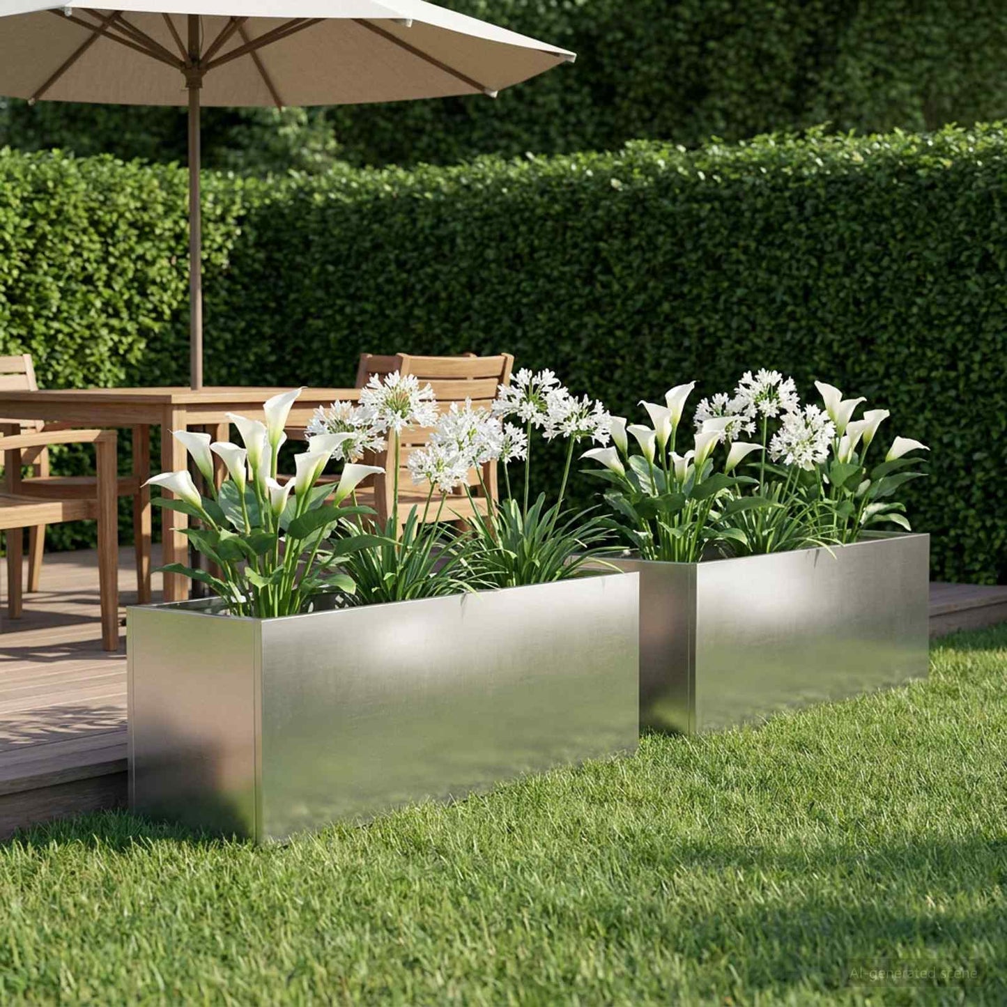 Vaso da giardino 2 pz Argento 60 x 20 x 20 cm Acciaio Inox | homemem39