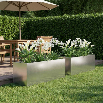 Vaso da giardino 2 pz Argento 60 x 20 x 20 cm Acciaio Inox | homemem39