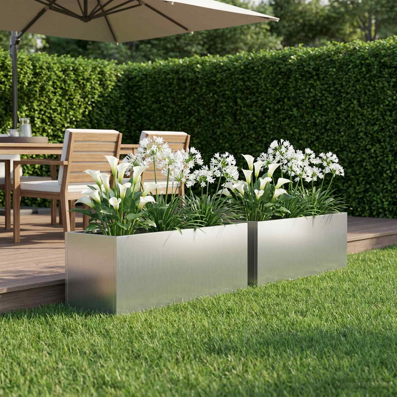 Vaso da giardino 2 pz Argento 60 x 20 x 20 cm Acciaio zincato | homemem39