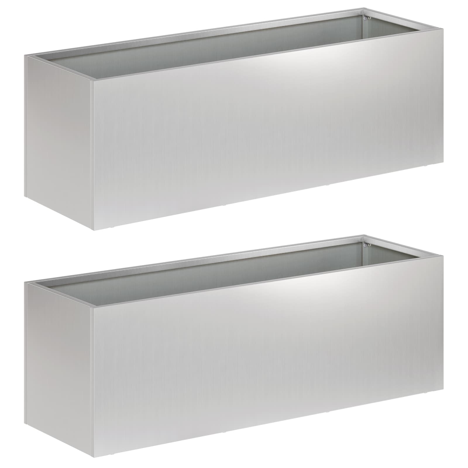 Vaso da giardino 2 pz Argento 60 x 20 x 20 cm Acciaio zincato | homemem39
