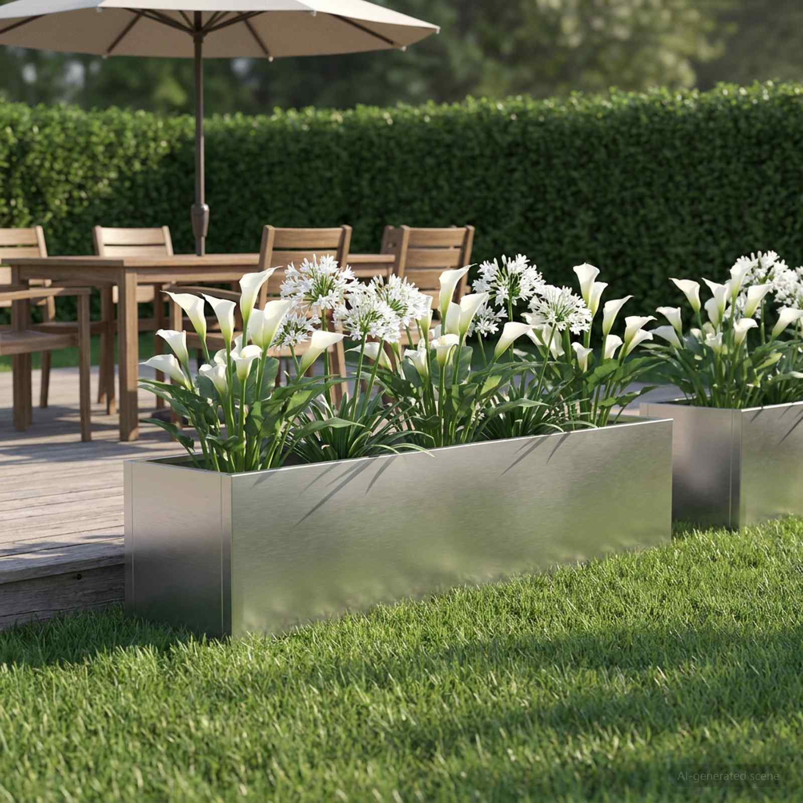 Vaso da giardino Argento 80 x 20 x 20 cm Acciaio Inox | homemem39