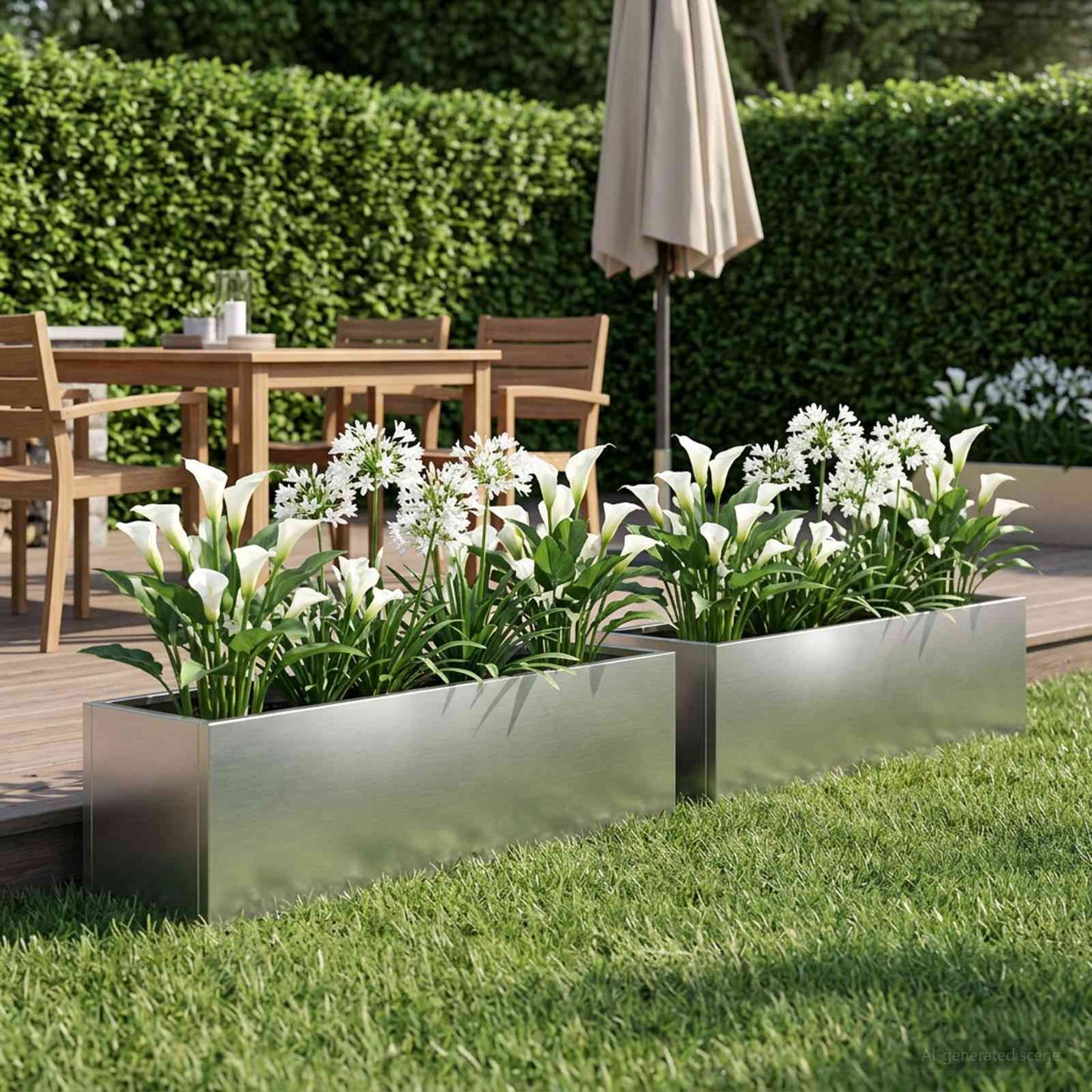 Vaso da giardino 2 pz Argento 80 x 20 x 20 cm Acciaio Inox | homemem39
