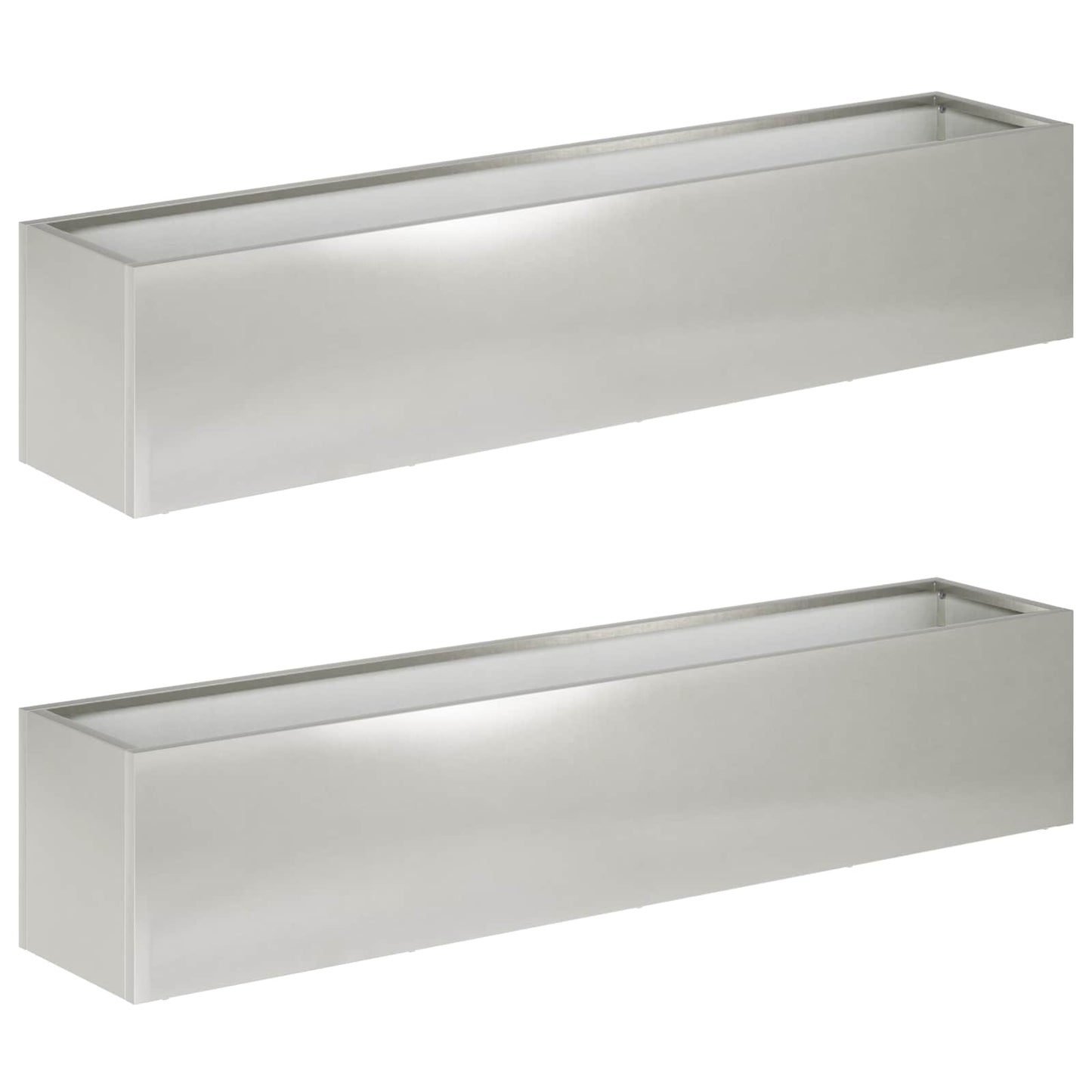 Vaso da giardino 2 pz Argento 80 x 20 x 20 cm Acciaio Inox | homemem39
