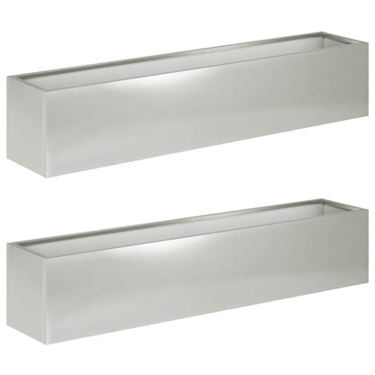 Vaso da giardino 2 pz Argento 80 x 20 x 20 cm Acciaio Inox | homemem39
