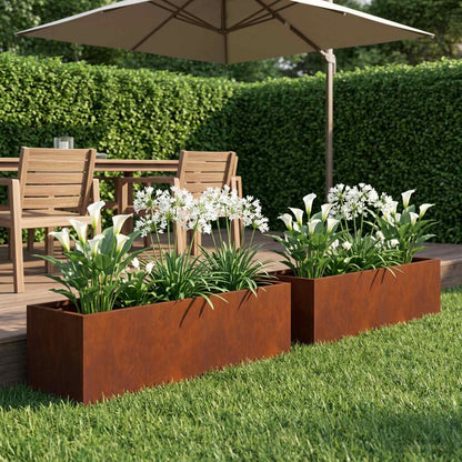 Vaso da giardino 2 pz Ruggine 80 x 20 x 20 cm Acciaio Corten | homemem39
