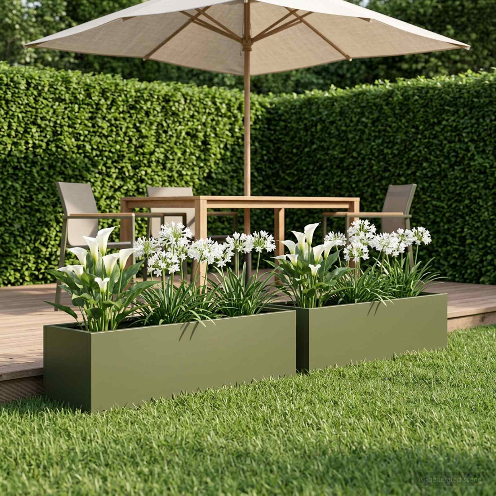 Vaso da giardino 2 pz Verde Oliva 100 x 20 x 20 cm | homemem39