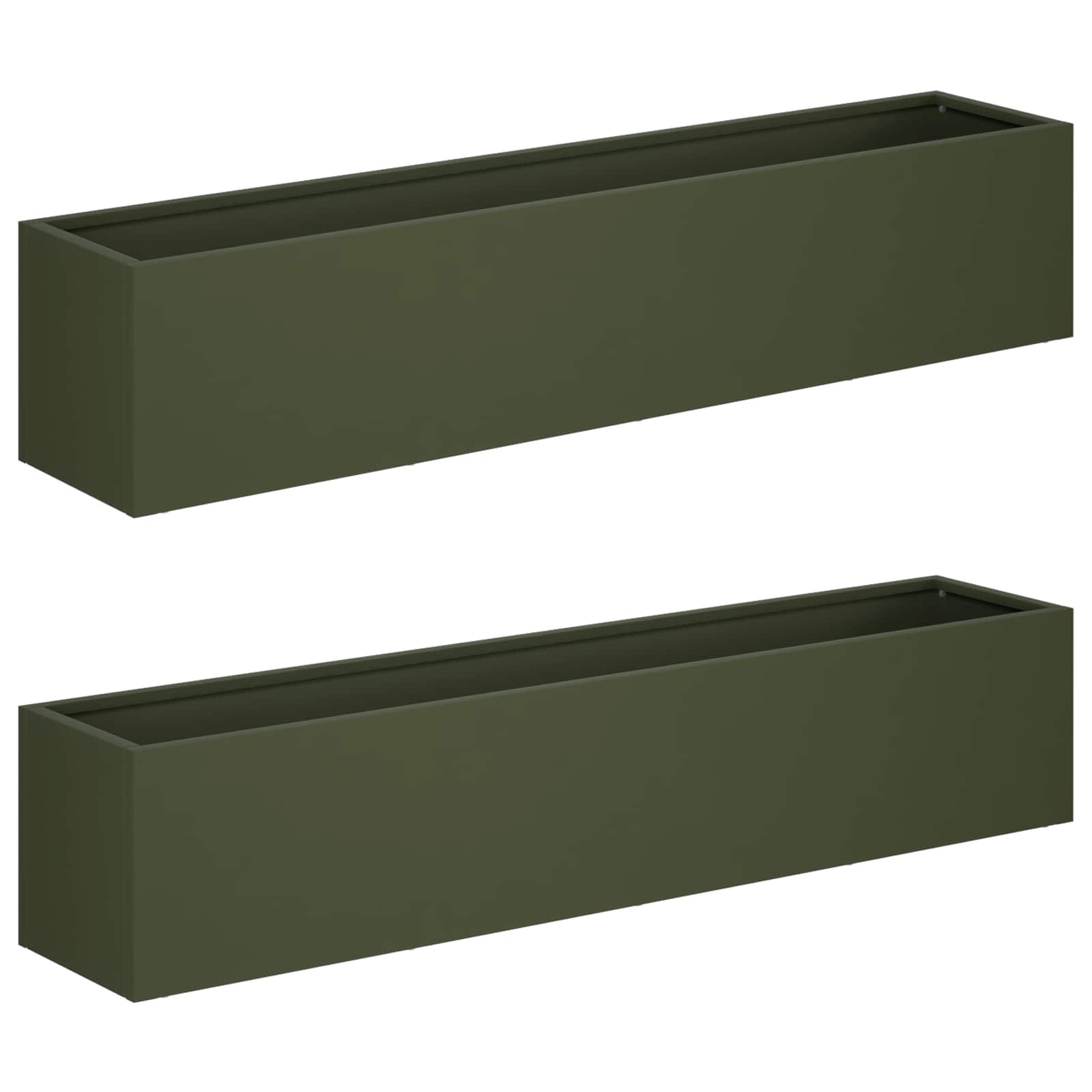 Vaso da giardino 2 pz Verde Oliva 100 x 20 x 20 cm | homemem39
