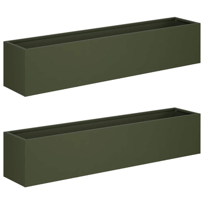 Vaso da giardino 2 pz Verde Oliva 100 x 20 x 20 cm | homemem39