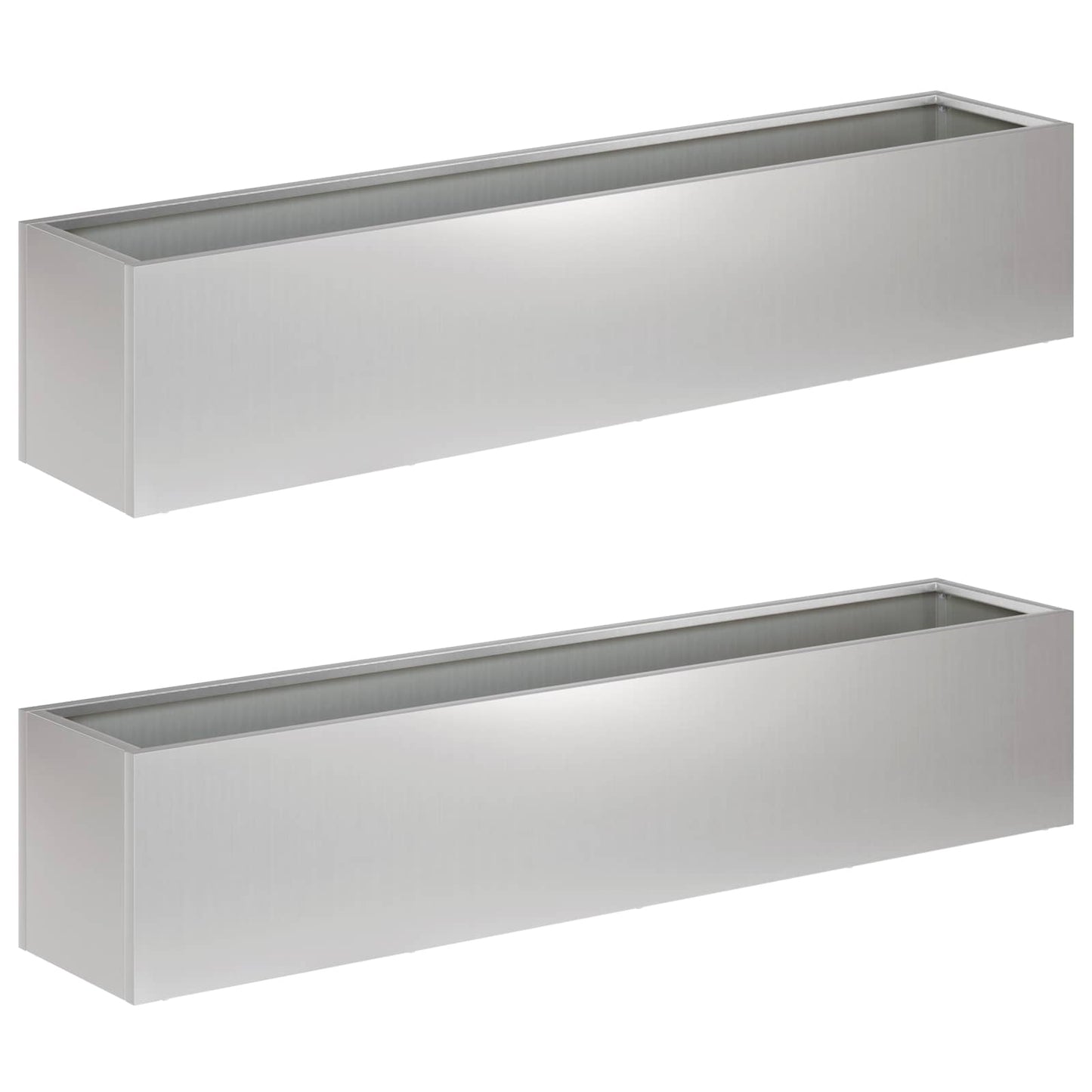 Vaso da giardino 2 pz Argento 100 x 20 x 20 cm Acciaio zincato | homemem39