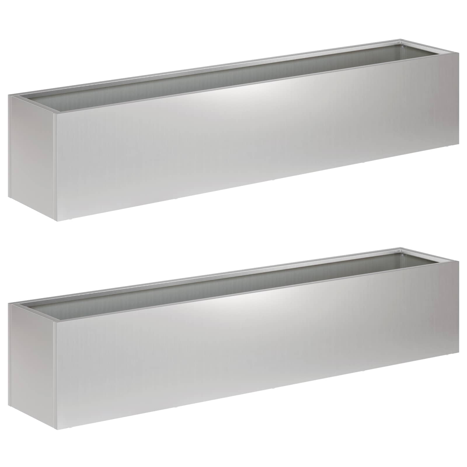 Vaso da giardino 2 pz Argento 100 x 20 x 20 cm Acciaio zincato | homemem39