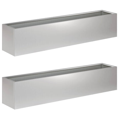 Vaso da giardino 2 pz Argento 100 x 20 x 20 cm Acciaio zincato | homemem39