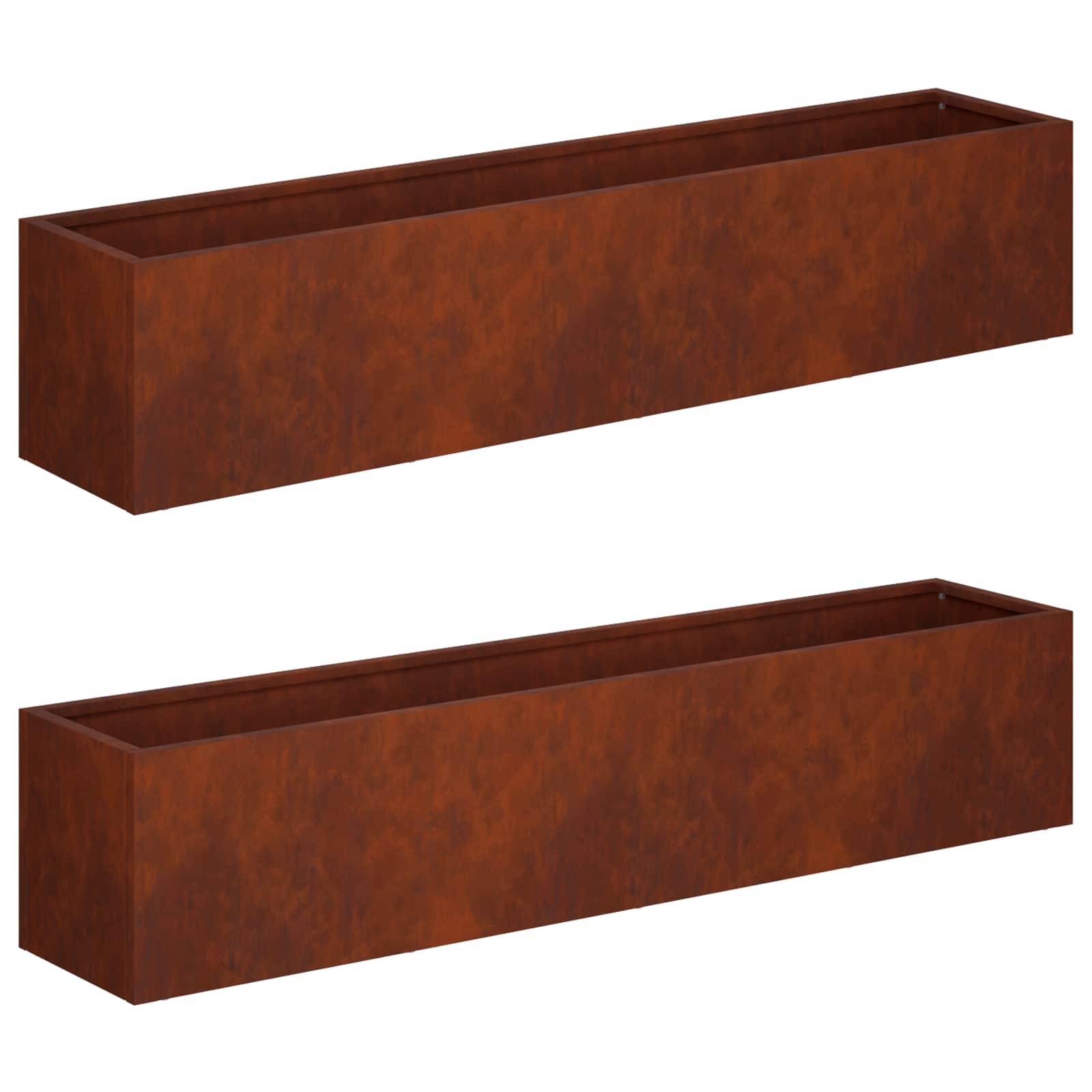Vaso da giardino 2 pz Ruggine 100 x 20 x 20 cm Acciaio Corten | homemem39
