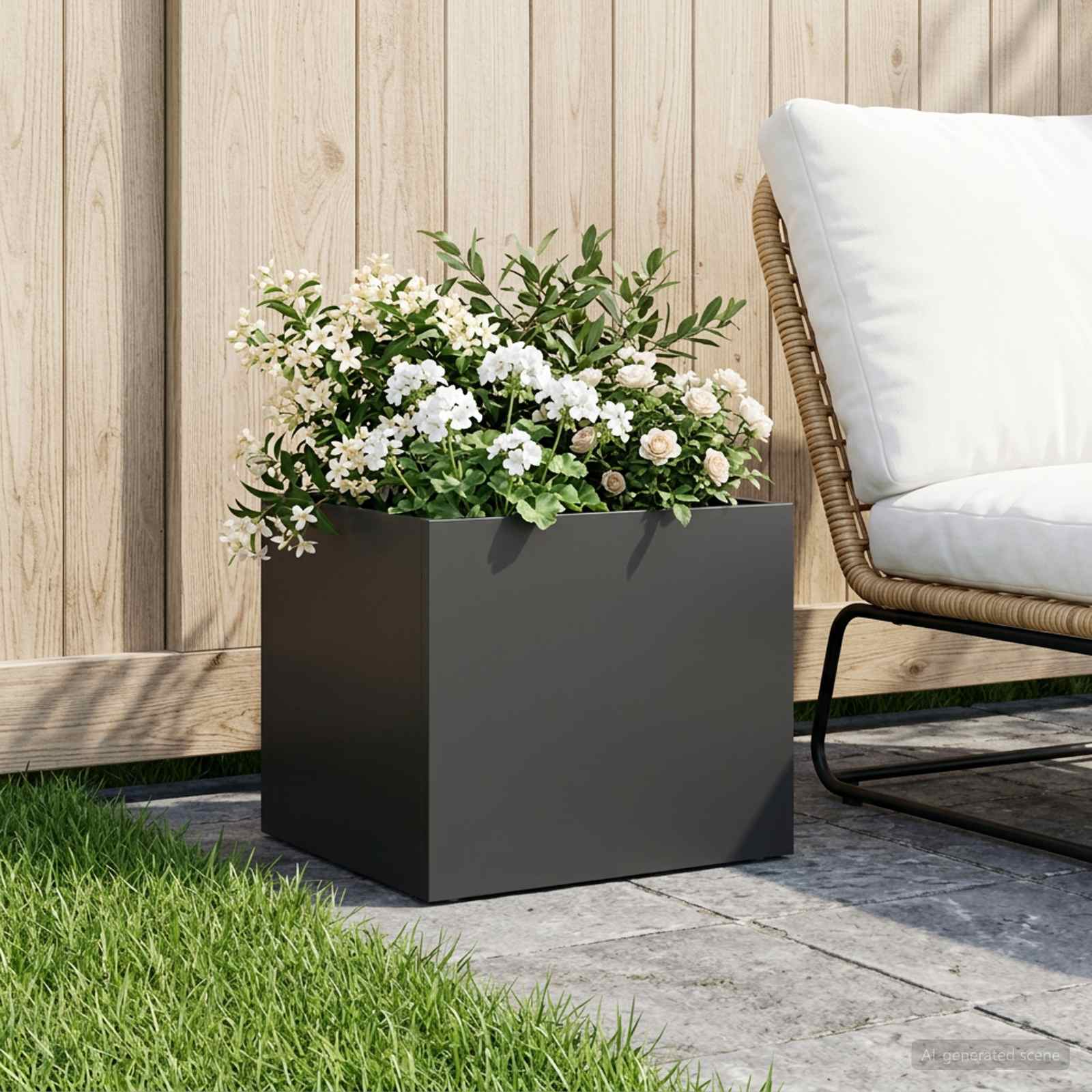 Vaso da giardino Nero 40 x 30 x 30 cm Acciaio laminato a freddo | homemem39