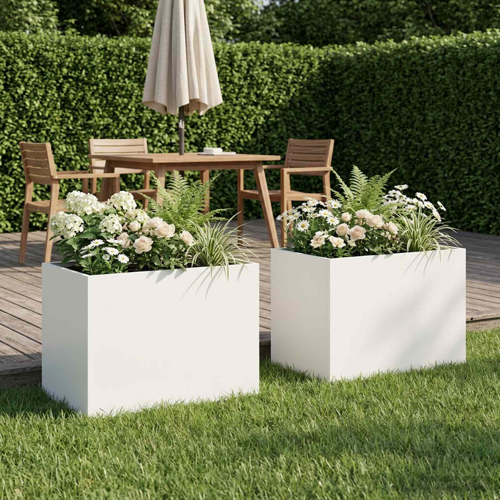 Vaso da giardino 2 pz Bianco 40 x 30 x 30 cm | homemem39
