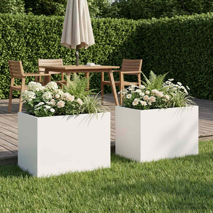 Vaso da giardino 2 pz Bianco 40 x 30 x 30 cm | homemem39
