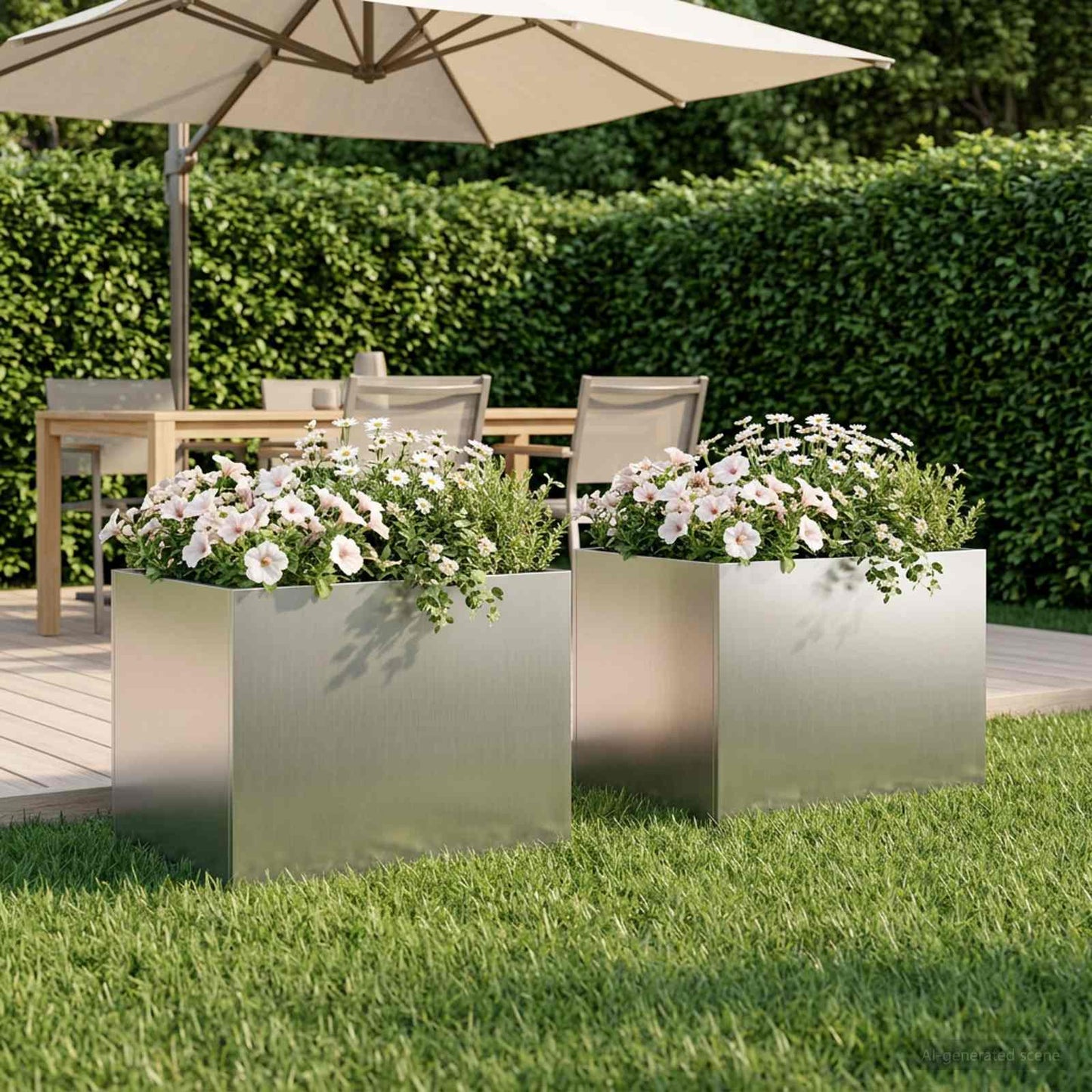 Vaso da giardino 2 pz Argento 40 x 30 x 30 cm Acciaio zincato | homemem39