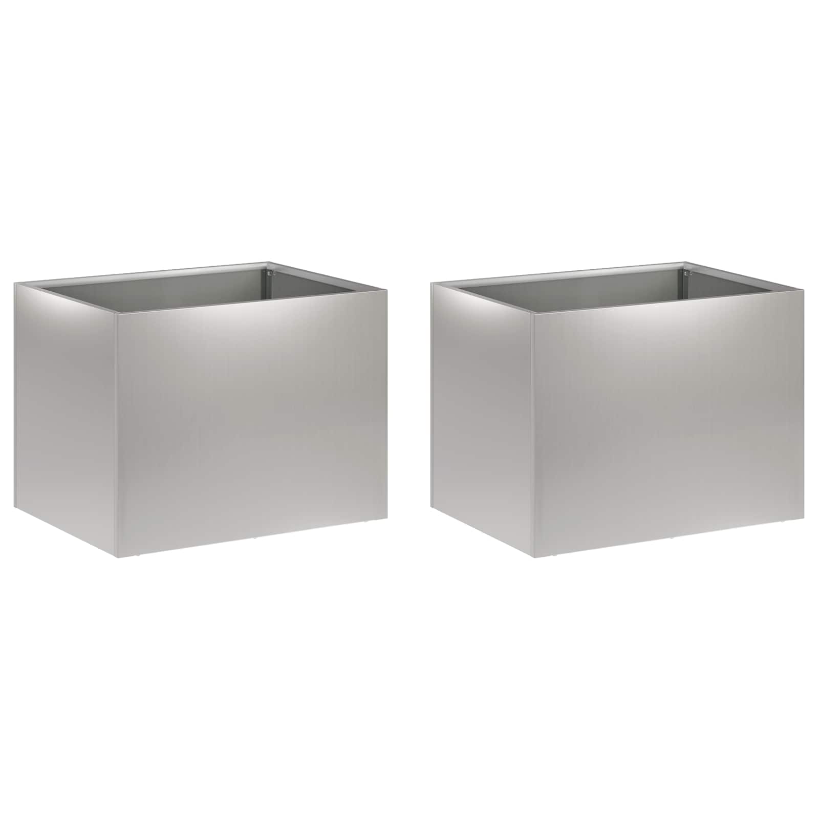 Vaso da giardino 2 pz Argento 40 x 30 x 30 cm Acciaio zincato | homemem39